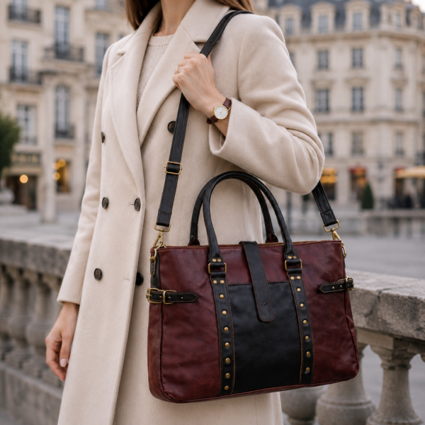 Dual-Tone, Antique Brass Rivets, Shoulder Strap, Laptop Bag