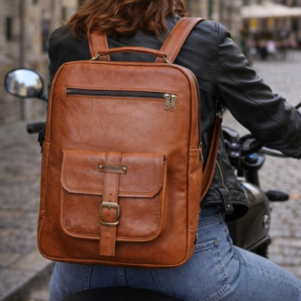 Full-Grain Leather Backpack Tan