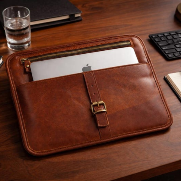 Handmade Buffalo Leather MacBook Sleeve Tan