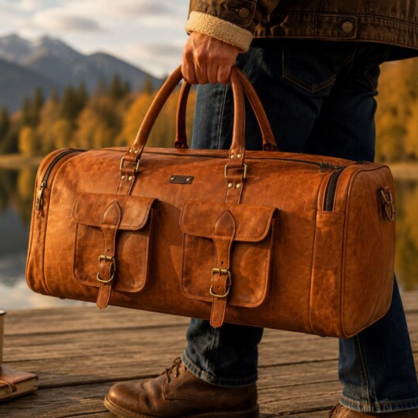 Handmade Full-Grain Leather Duffle Bag